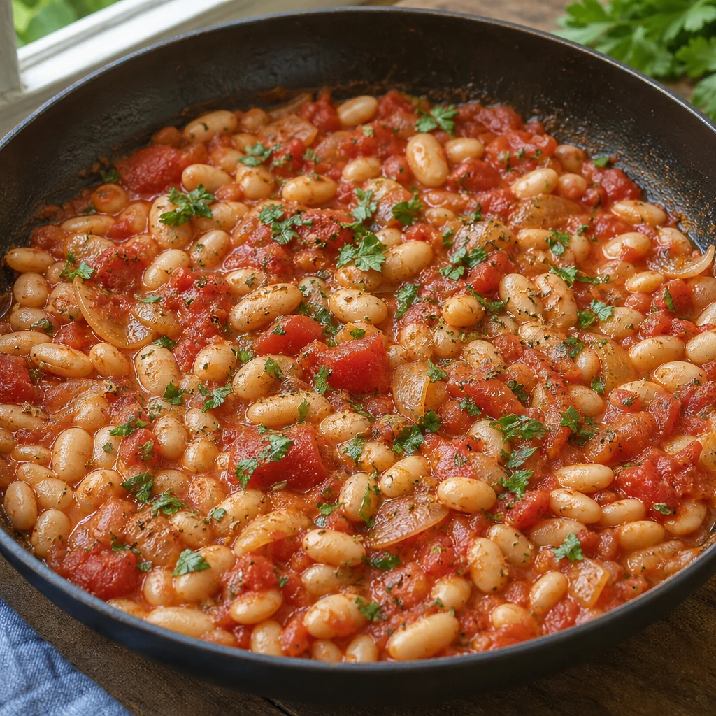 Weiße Bohnen mit Tomaten aus der Dose