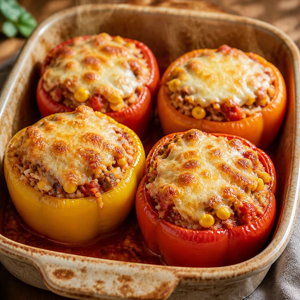 Gefüllte Paprika mit Reis und Mais