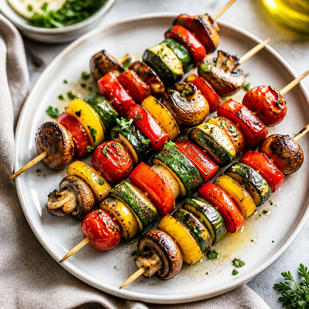 Bunte Gemüse-Spieße aus dem Ofen