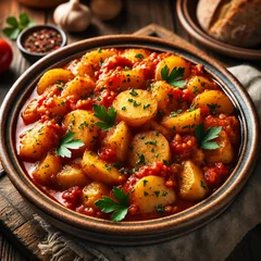 Erdäpfelgulasch mit Baguette